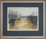 Marijke Zwart, aquarel, haven, passe-partout en inlijsten